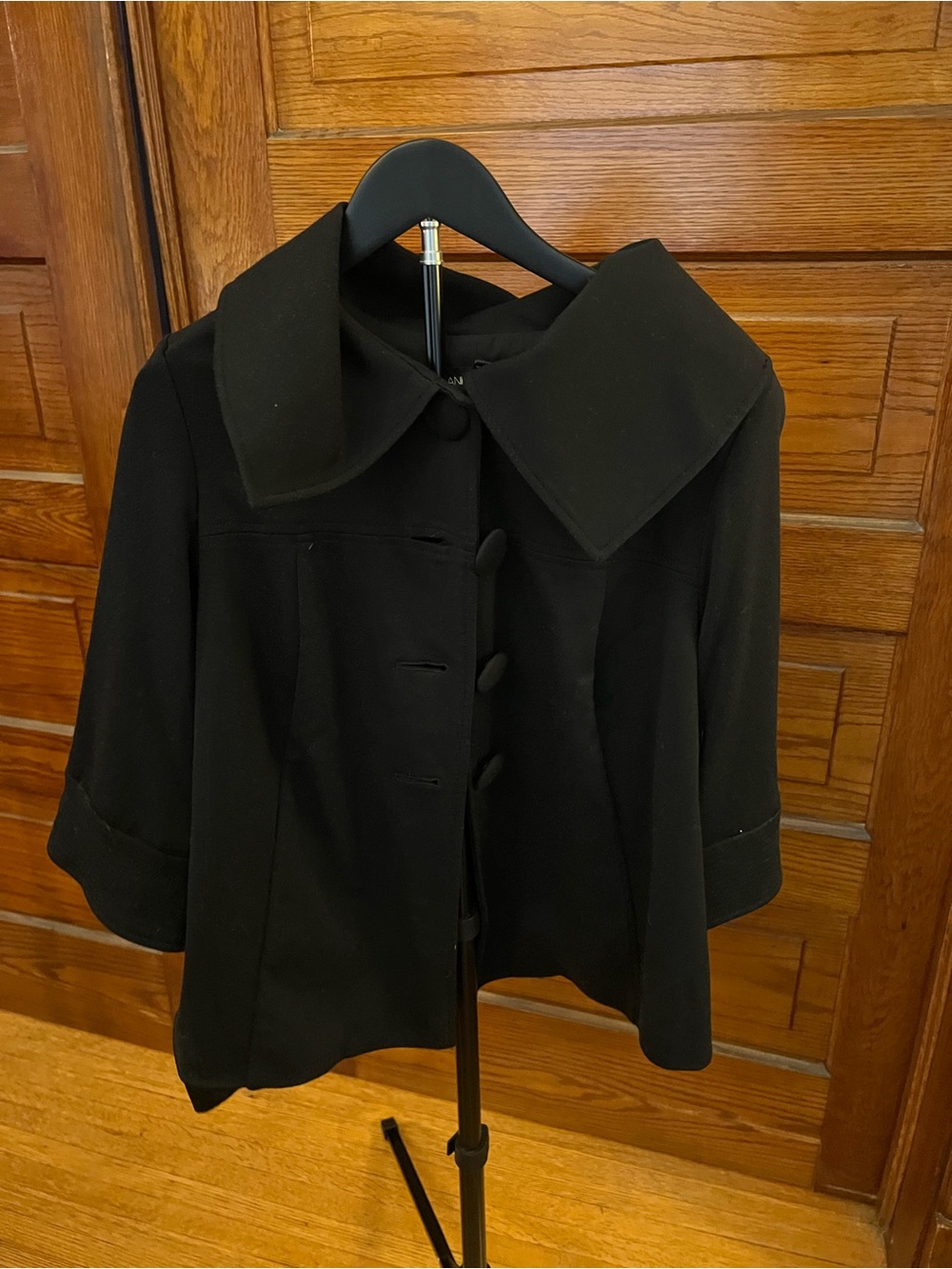 Lane Bryant 16 Black Short Pea Coat with Wide Collar Jacket